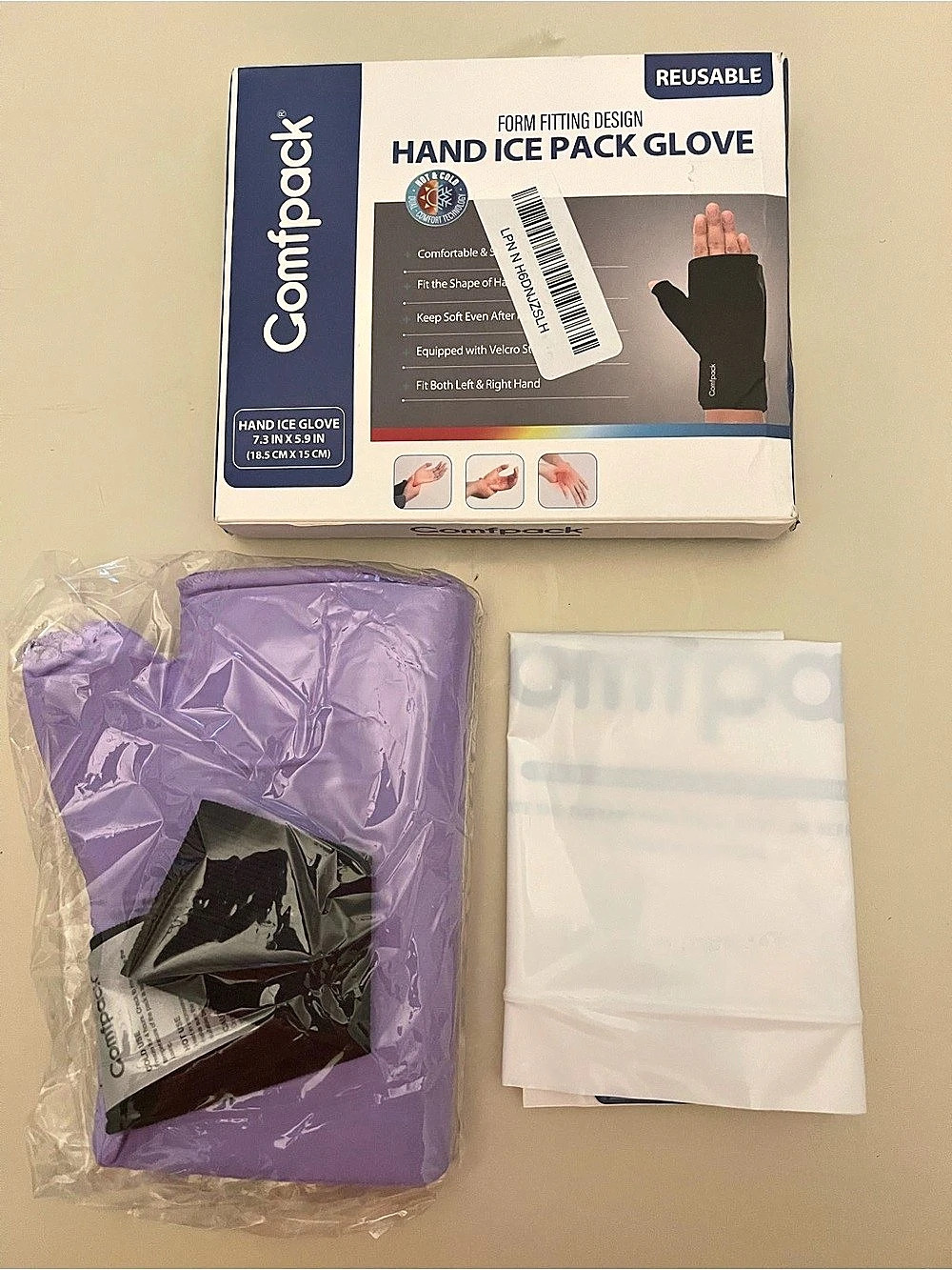 Comfpack Hand Ice Pack Glove Reusable Purple